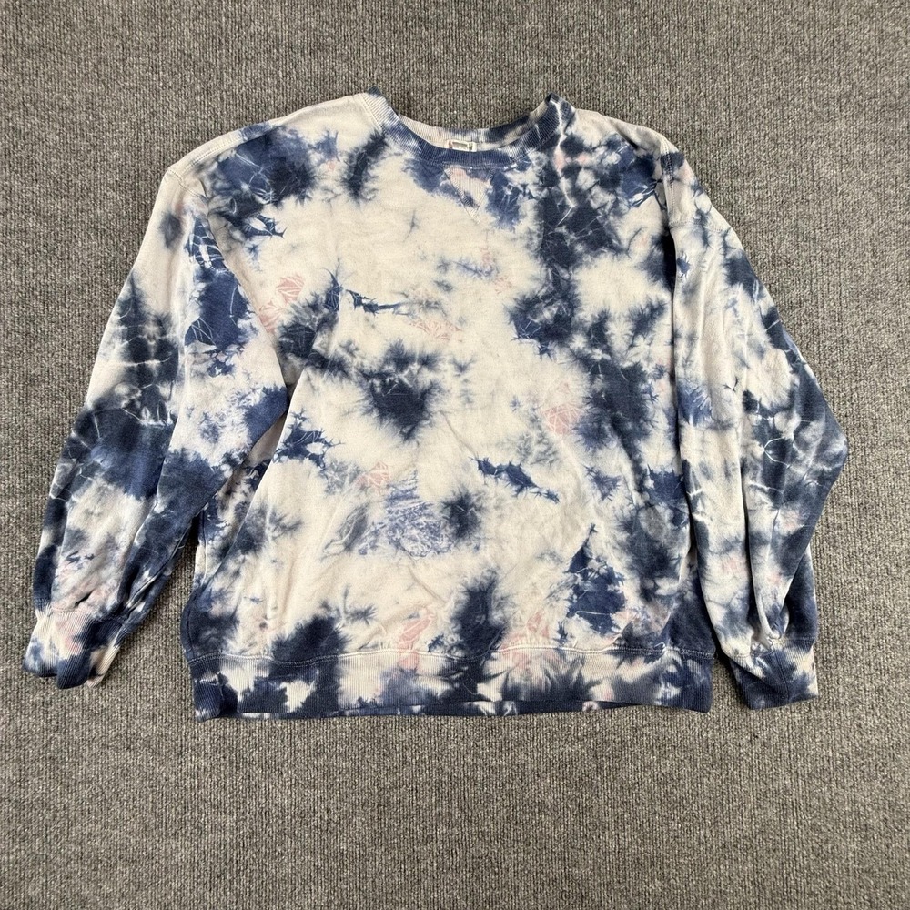 Flirtitude Active Sweatshirt Juniors Large Blue Tie Dye Fleece Crewneck Pullover